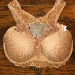 Victorias Secret PINK Tan Lace High Neck Push Up Bralette